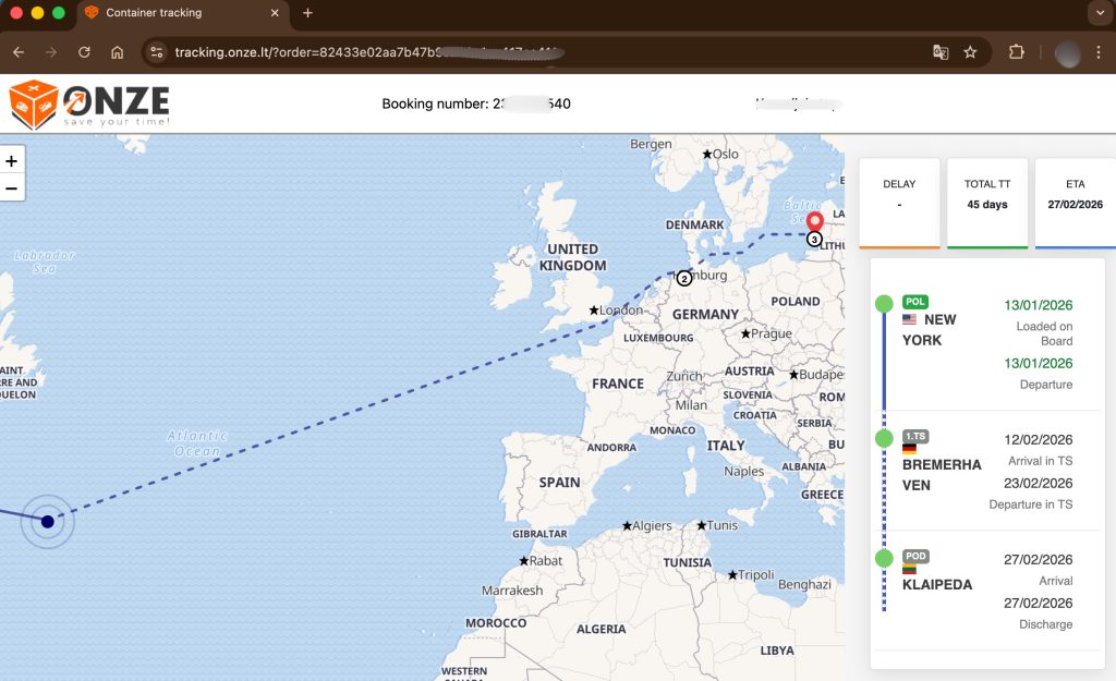 Konteinerio krovinio sekimo sistema realiu laiku – Onze Logistics